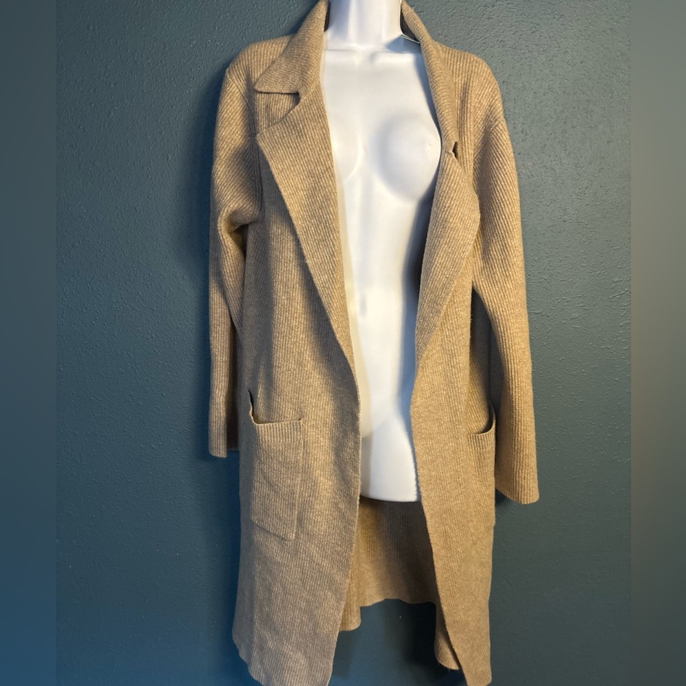 Stitches and Stripes Women's Tan Open Front Cardigan Coat NWT size S
